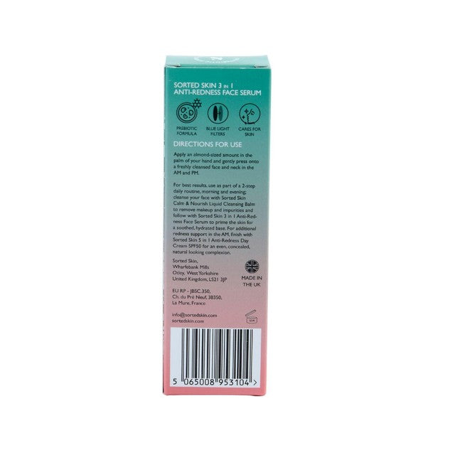 Sorted Skin Anti-Redness Face Serum Prebiotic 30ml (British brand)