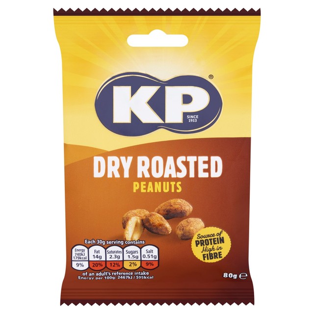 KP Dry Roasted Peanuts 80g, imported from the UK