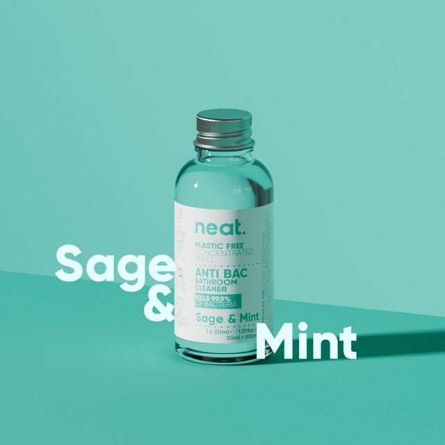 Neat Anti-Bac Bathroom Cleaner Sage & Mint 30ml, imported from the UK
