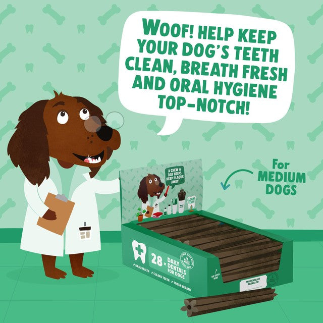 Denzel's medium dog dental chews with peanut butter, peppermint, and parsley, 28x30g pack - British product