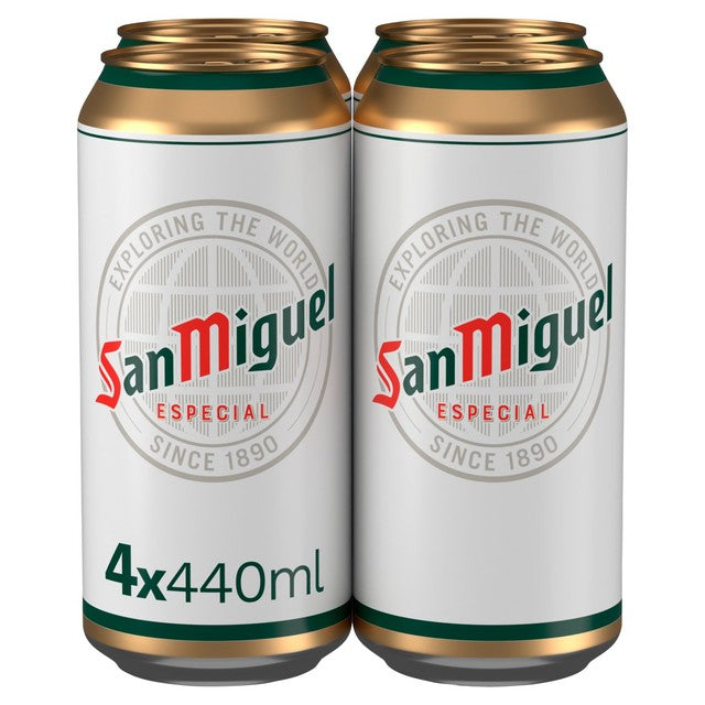San Miguel Spanish Lager Beer 4 x 440ml cans (British brand)