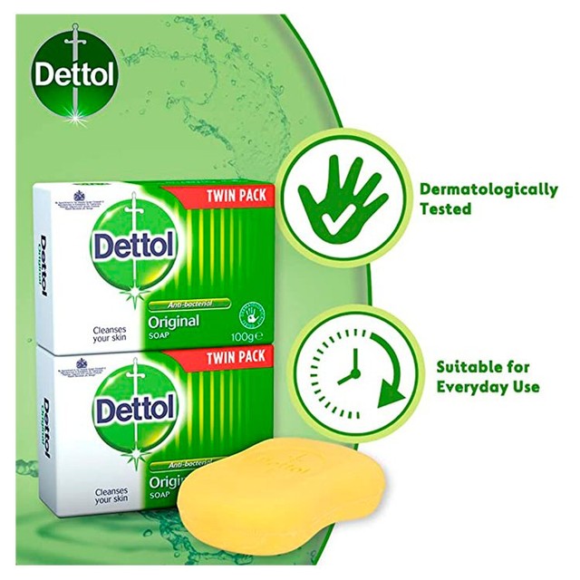 Dettol Original Antibacterial Hand Soap Bar 2x100g - British product