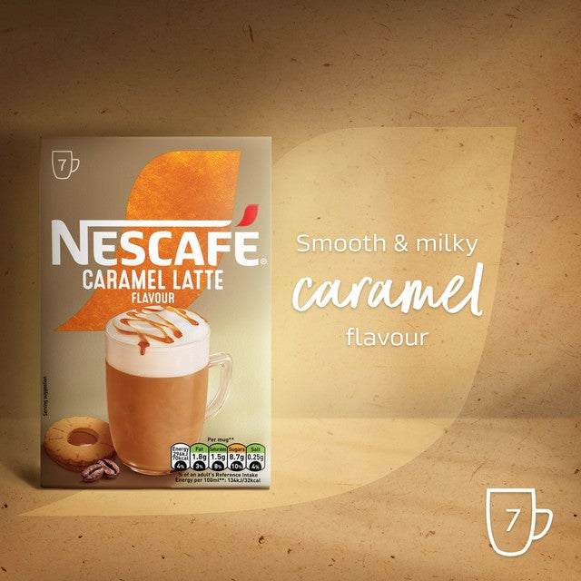 Nescafe Caramel Latte instant coffee 7 sachets, imported from the UK