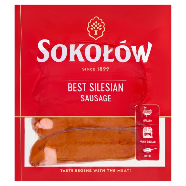 Sokolow Best Silesia Sausage smoked pork and beef (British brand)