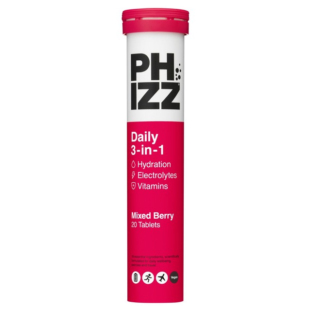 Phizz Mixed Berry hydration tablet 20 tablets, imported from the UK