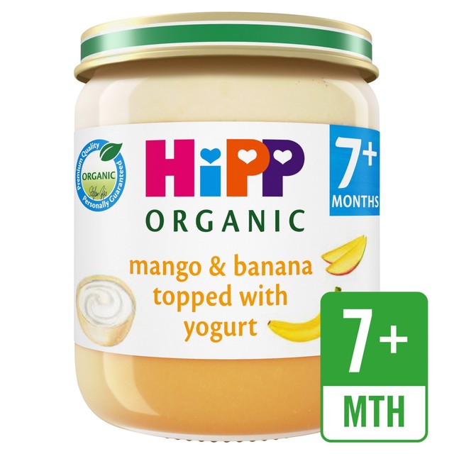 HiPP Organic mango banana baby food jar 160g, UK version