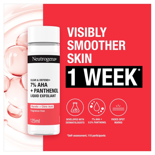 Neutrogena Liquid Exfoliant 7% AHA Panthenol 125ml, imported from the UK