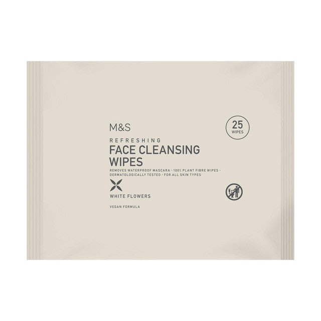 M&S face wipes white flowers 25 pack, imported from the UK