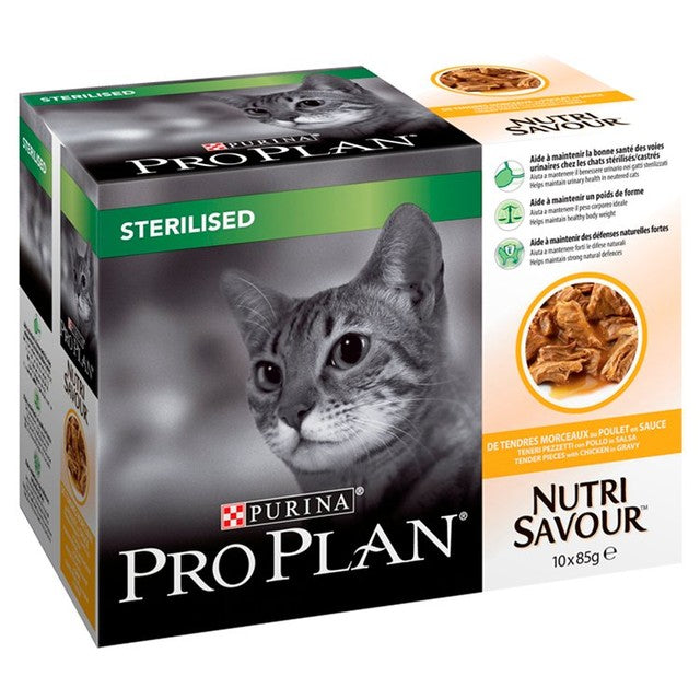 Pro Plan cat food sterilised 10 x 85g, imported from the UK