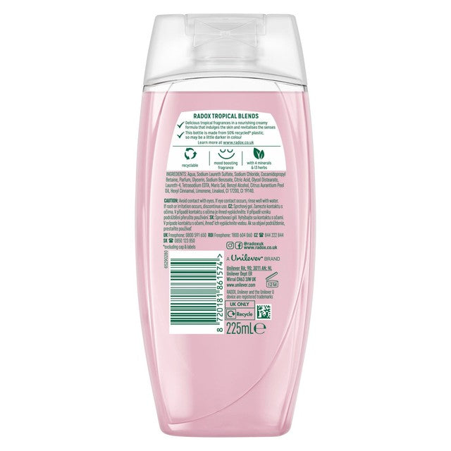 Radox Feel Indulged shower gel passionfruit shea, imported from the UK