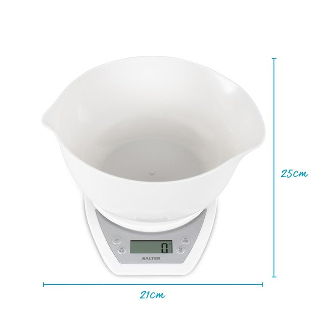 Salter digital kitchen scales with dual pour mixing bowl white (British brand)