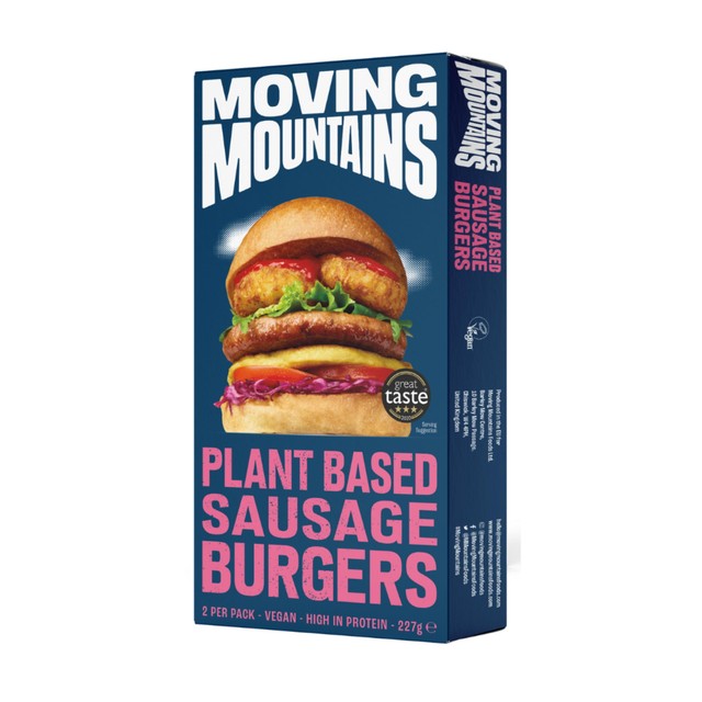 Moving Mountains Plant-Based Sausage Burger 227g, imported from the UK