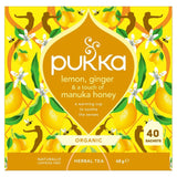 Pukka Herbs organic lemon ginger manuka honey herbal tea bags 40 pack, imported from the UK