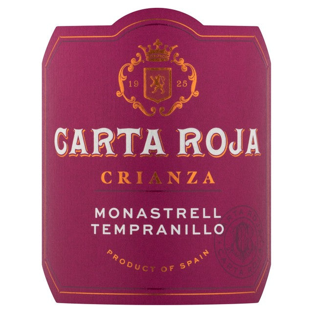 Carta Roja Crianza Monastrell Tempranillo red wine 75cl - British product