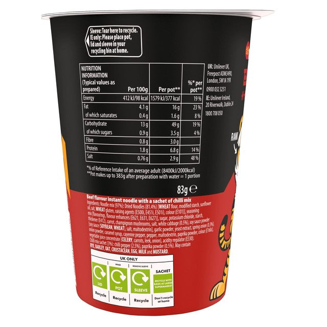 Namdong Beef Jjigae noodle pot 83g, imported from the UK