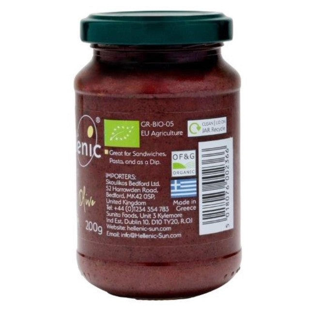 Hellenic Sun organic Kalamata olive pate 200g, UK version