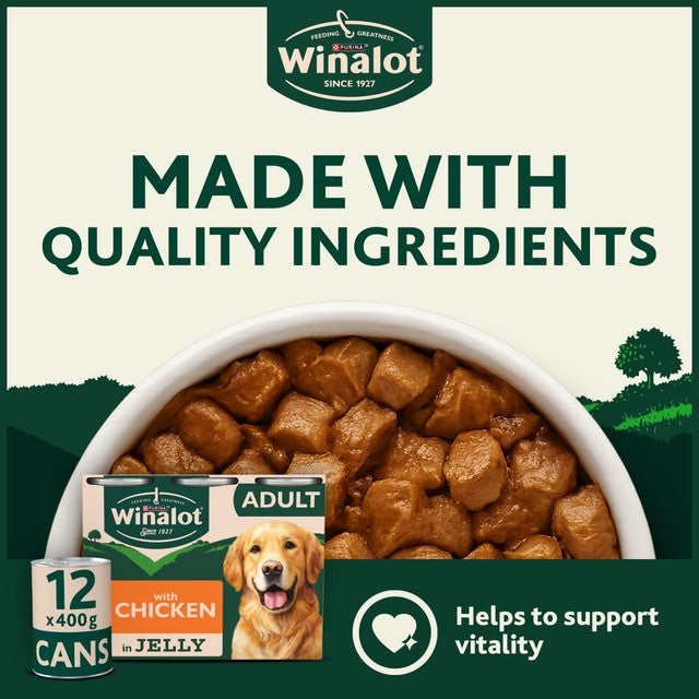 Winalot Classics Mixed in Jelly Chicken wet dog food 12x400g (British brand)