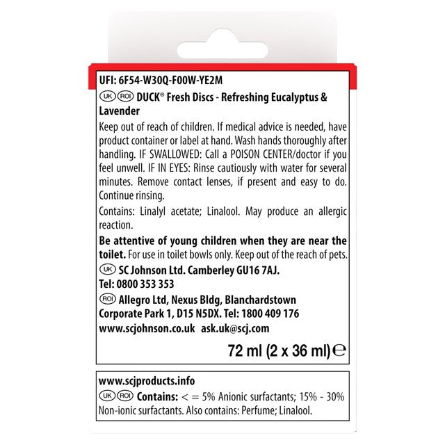 Toilet Duck toilet fresh discs lavender & eucalyptus 2 x 36ml - British product