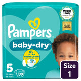 Pampers Baby-Dry nappies size 5 (11-16kg), imported from the UK