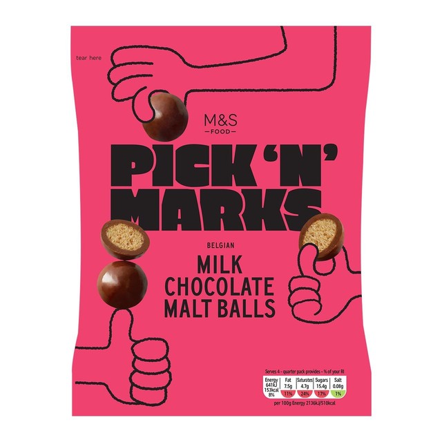 M&S milk chocolate malt balls bag - British product