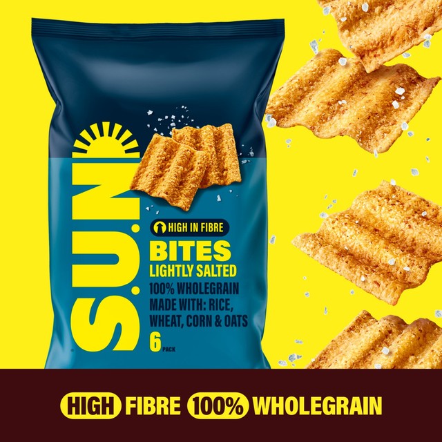 SunBites lightly salted wholegrain crisps multipack 6x25g (British brand)