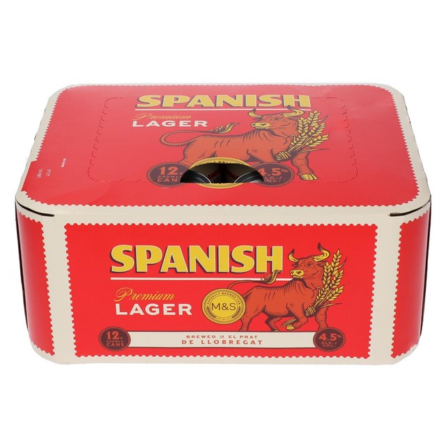 M&S Spanish Premium Lager beer 330ml, imported from the UK