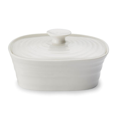 M&S White Porcelain Covered Butter Dish for Everyday Use, 15.5cm x 12cm- Buy online at McGrocer