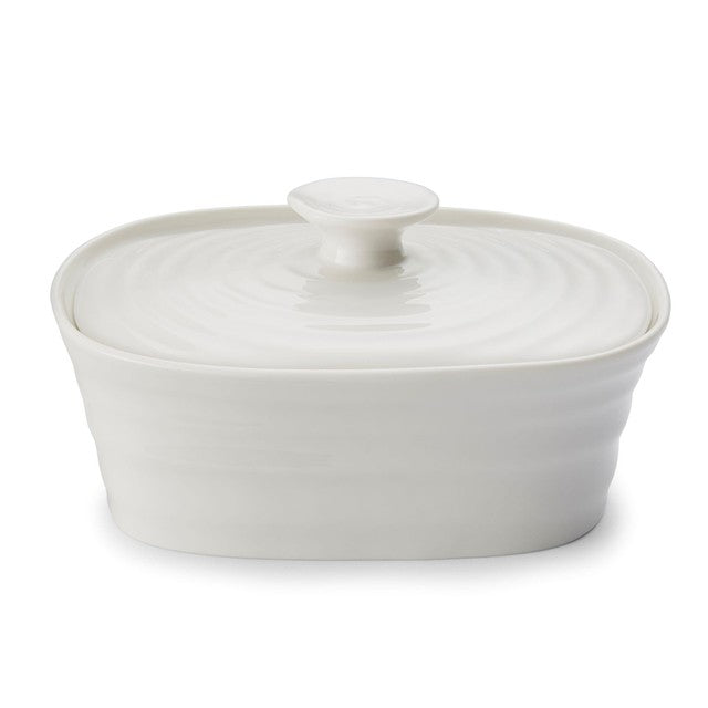 Sophie Conran white porcelain butter dish with cover, 15.5cm x 12cm (British brand)