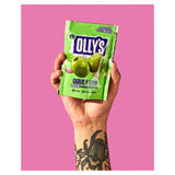 Olly's basil garlic pitted green olives 50g, imported from the UK