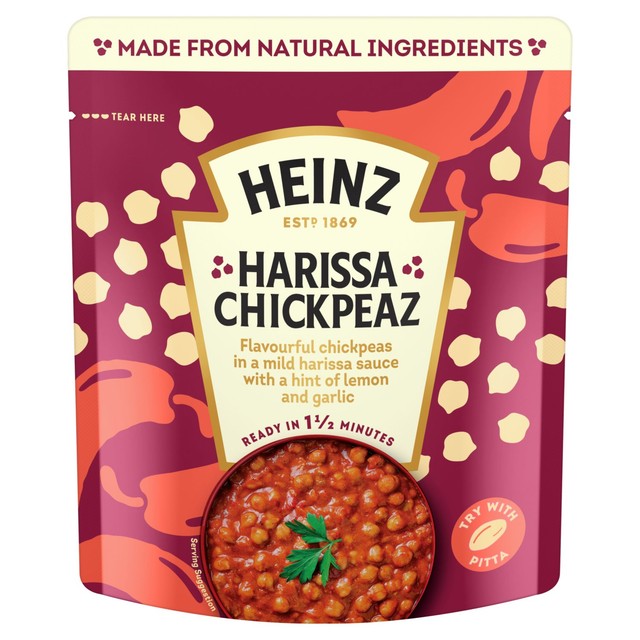 Heinz harissa chickpeas 250g with lemon and garlic, UK version