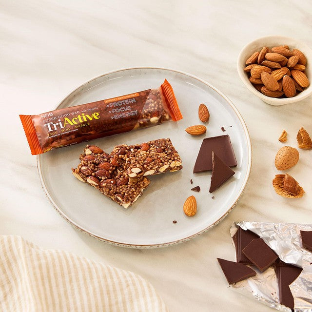 Holland & Barrett TriActive Super Good Bar almond and dark chocolate 50g (British brand)