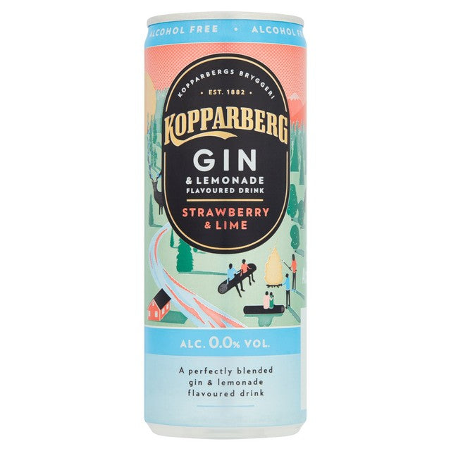 Kopparberg alcohol-free strawberry gin lemonade drink 250ml, UK version