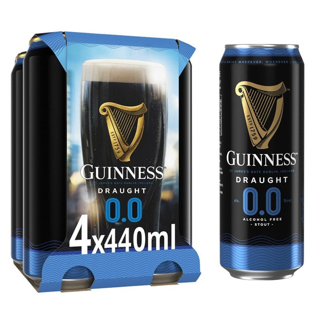 Guinness Draught 0.0% Alcohol Free Stout 4x440ml, UK version