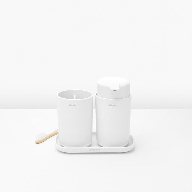 Brabantia white bathroom accessory set of 3 - British product
