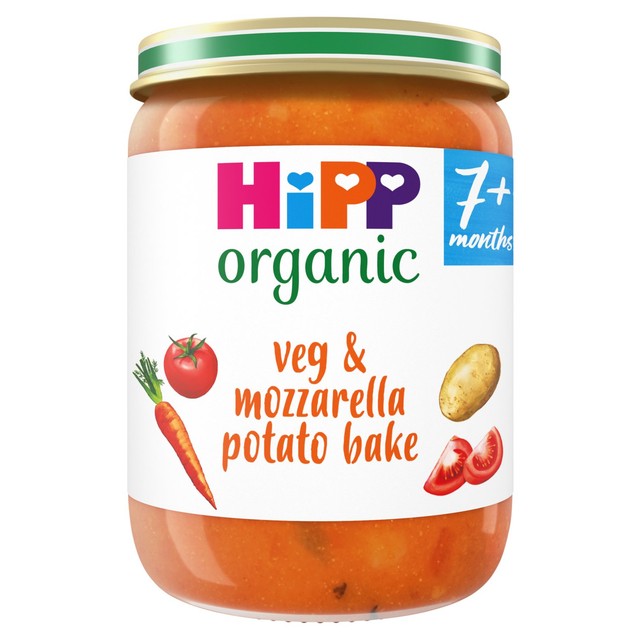 HiPP baby food jar with vegetable and mozzarella potato bake 190g, UK version