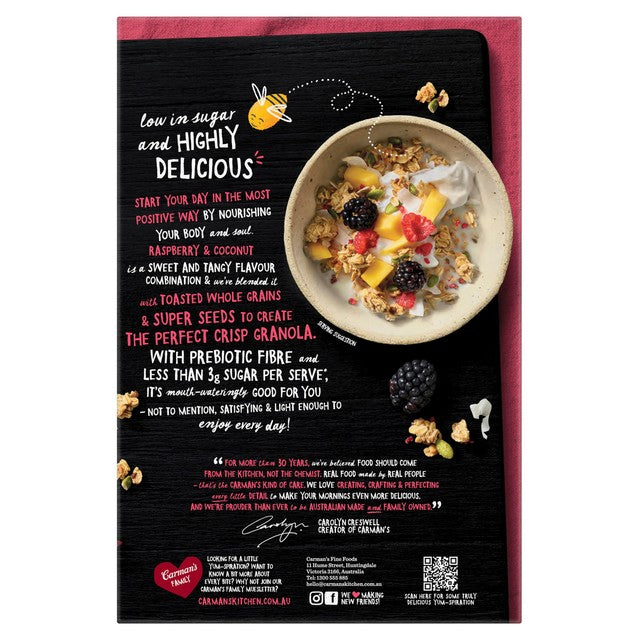 Sapphire granola raspberry and coconut low sugar 450g - British product