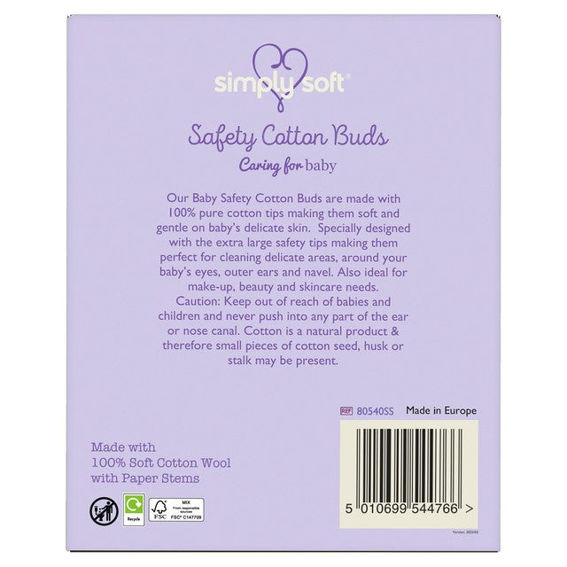 Simply Soft baby safety cotton buds pack of 50 (British brand)