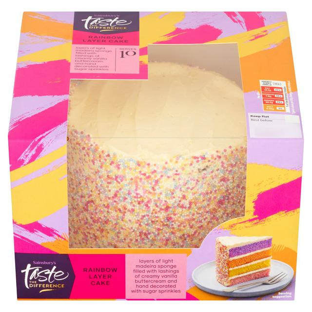 Sainsburys Birthday Celebration Rainbow Layer Cake Taste the Difference 685g Serves 10