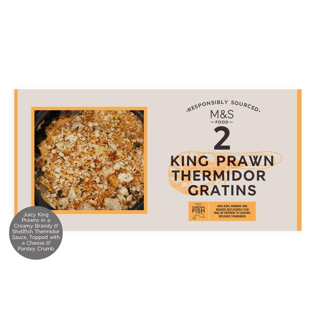 M&S King Prawn Thermidor Gratin 240g, imported from the UK