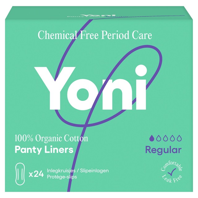 Yoni organic panty liners unscented 24 per pack (British brand)
