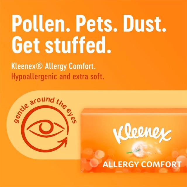 Kleenex Allergy Comfort tissues twin box with 2 x 56 tissues, UK version