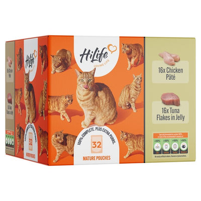 M&S HiLife Mature Cat Food Variety Pack with Chicken and Tuna in Jelly 32 x 70g- Buy online at McGrocer