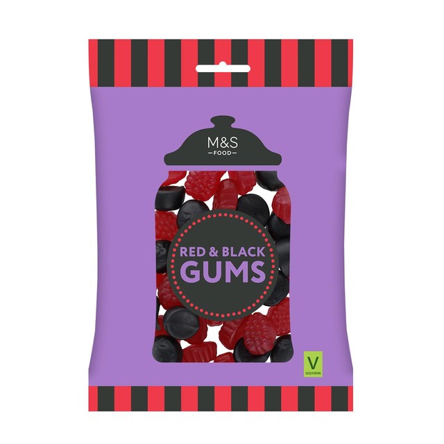 M&S raspberry and blackcurrant fruit gums, imported from the UK