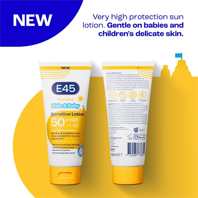 E45 kids and baby sun cream SPF 50+ - British product