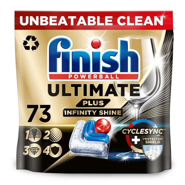 Finish Ultimate Infinity Shine Plus dishwasher tablets 73 pack - British product