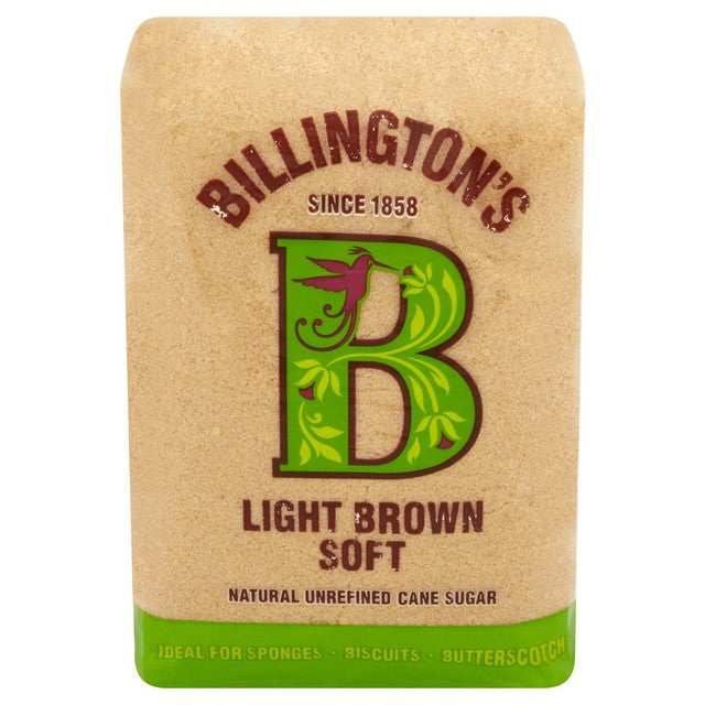 Billington's light brown soft sugar, imported from the UK
