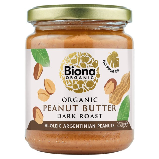 Biona hi-oleic dark roast smooth peanut butter 250g - British product
