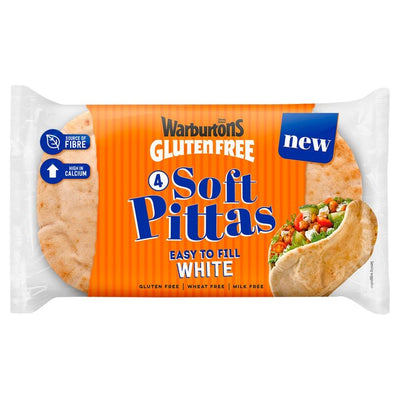 Warburtons 4 Myke Hvite Pita Glutenfrie Pita Brød 240g