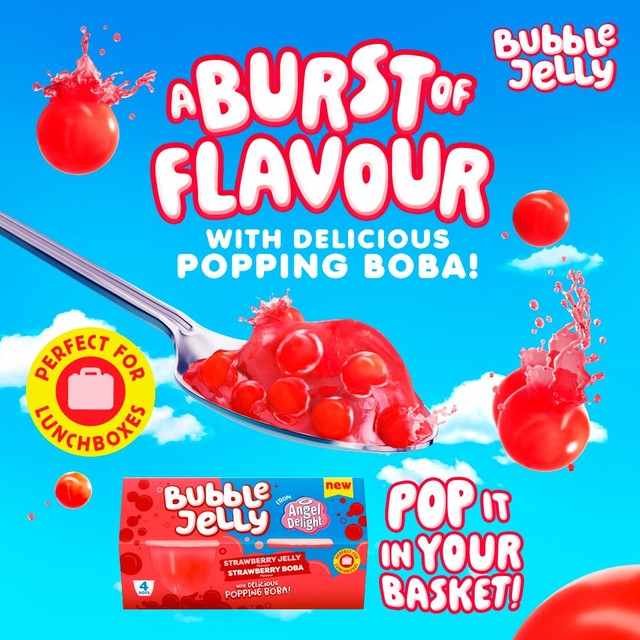 Angel Delight strawberry jelly with popping boba 130g, imported from the UK