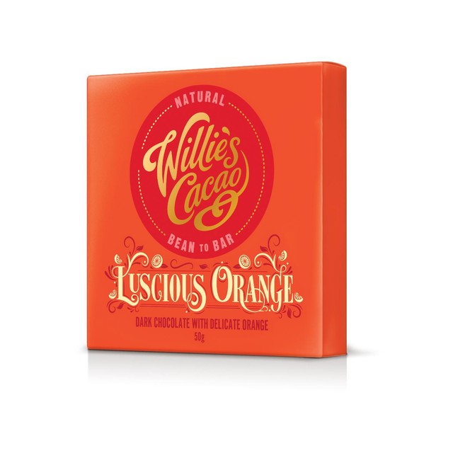 Willies Cacao dark chocolate with orange bar 50g (British brand)